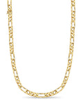 Figaro Solid White/Yellow/Rose Gold Handmade Necklace , 12mm, 16-30 Inch