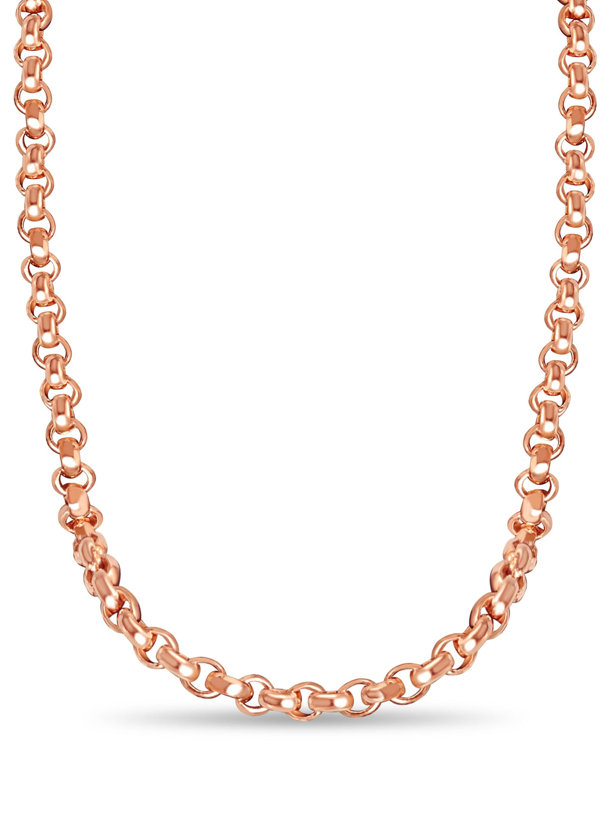Fancy Rolo Solid White/Yellow/Rose Gold Handmade Necklace , 7mm, 16-30 Inch