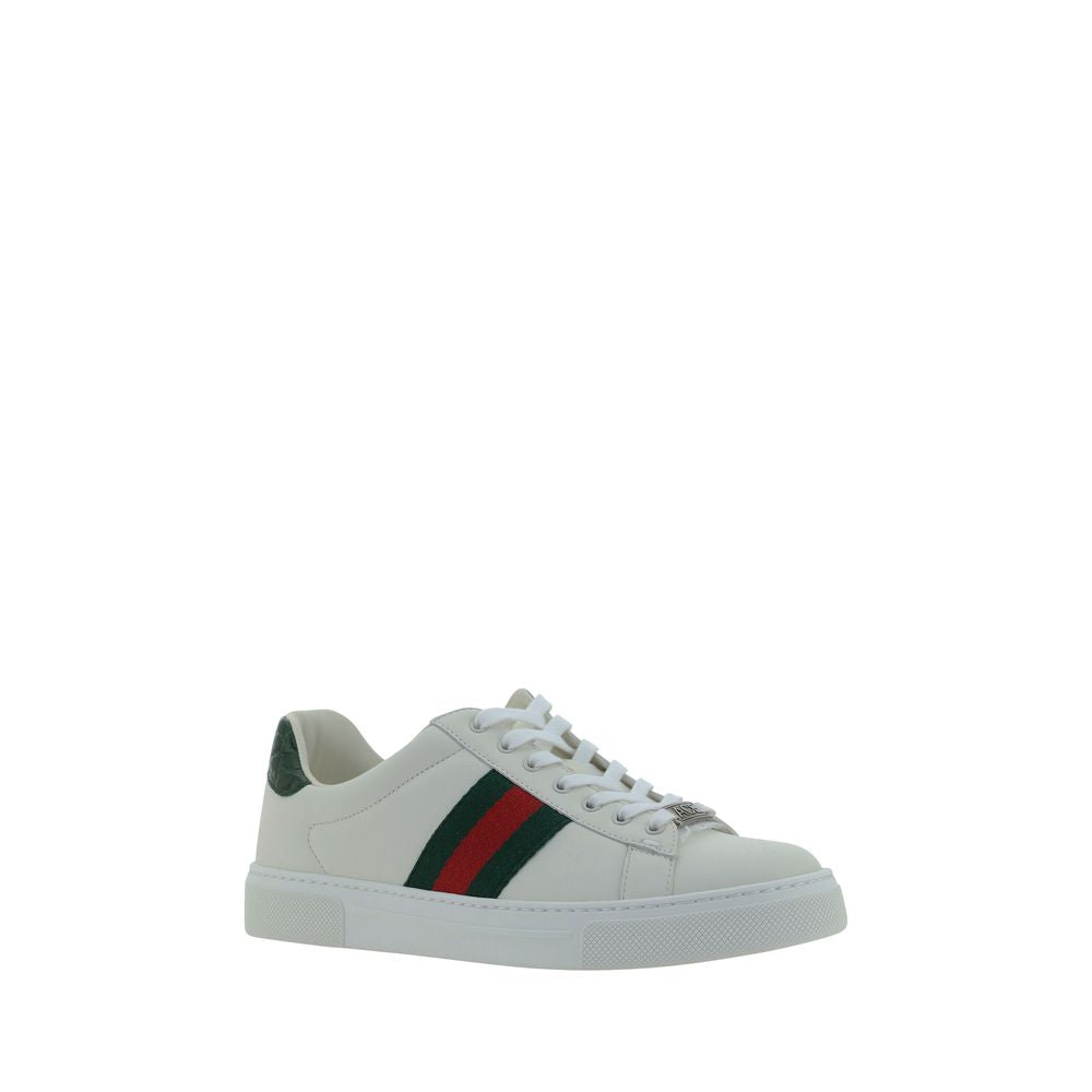 Gucci White Calf Leather Bos Taurus Low Top Sneakers