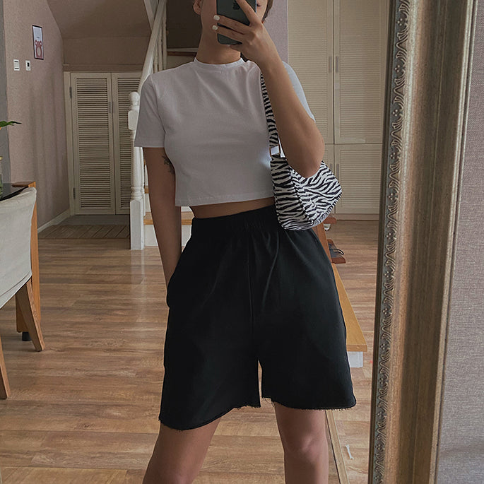 Retro Terry Shorts Sports And Leisure Hip-Hop Five-Point Pants Pants Women