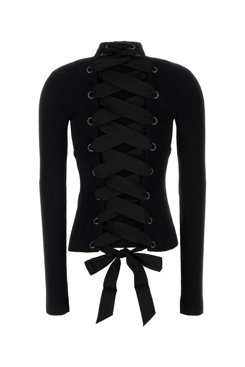 Balenciaga Women Black Stretch Viscose Blend Top