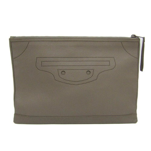 Balenciaga Classic · Greige Leather Clutch