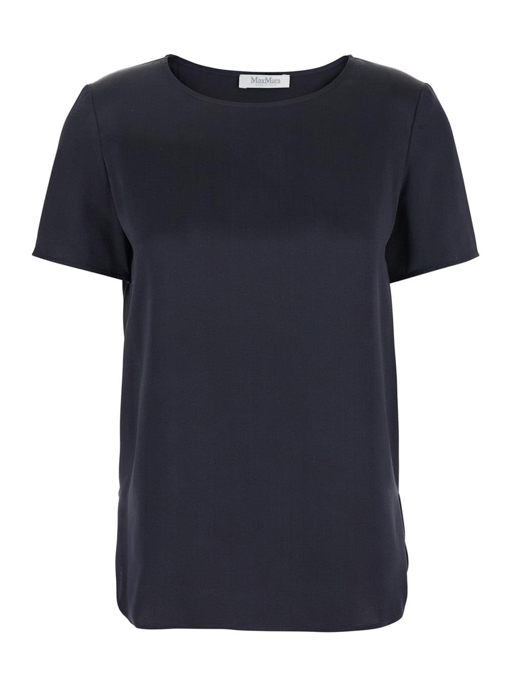 Max Mara Women 'Dida' Blue Crewneck T-Shirt In Silk Woman