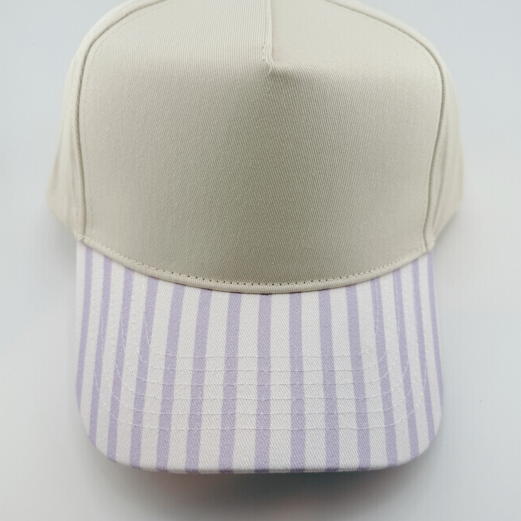 TEELUX - Cotton Structured Hat Blank -  SNAP BACK - PURPLE / WHITE STRIPED