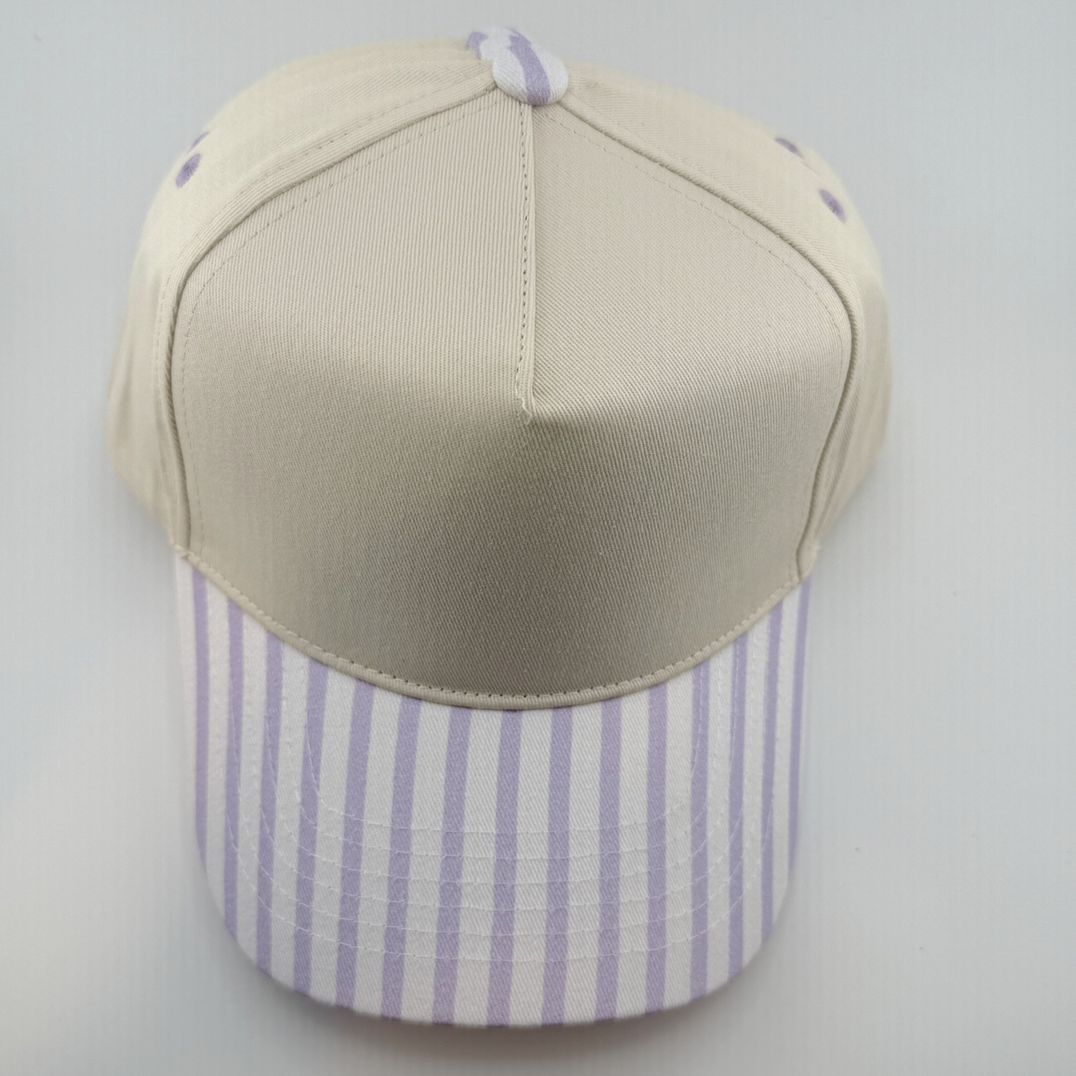 TEELUX - Cotton Structured Hat Blank -  SNAP BACK - PURPLE / WHITE STRIPED