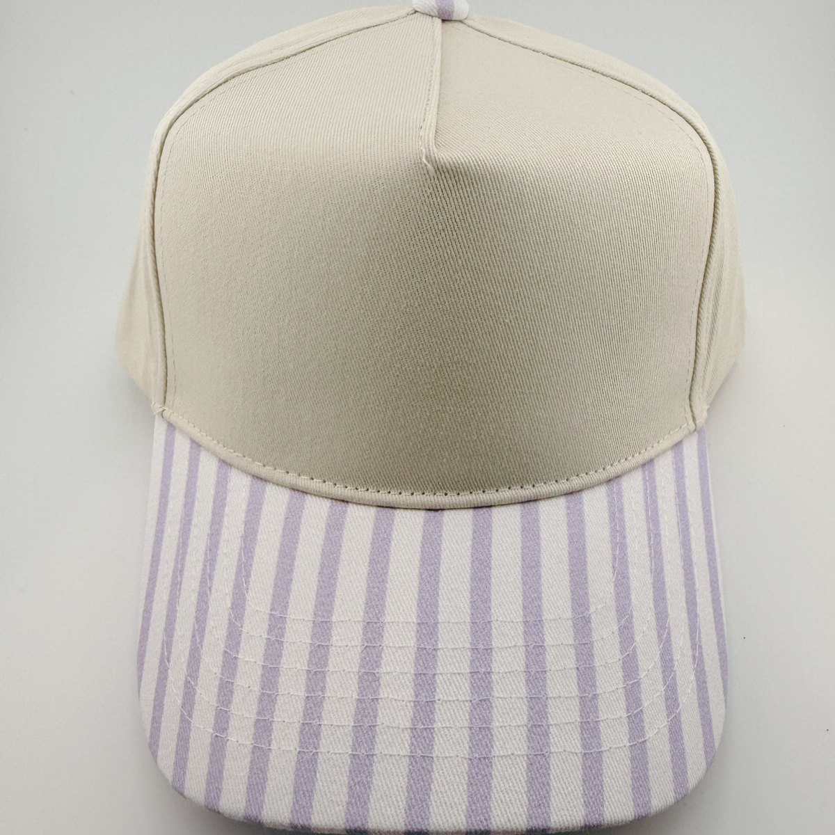 TEELUX - Cotton Structured Hat Blank -  SNAP BACK - PURPLE / WHITE STRIPED
