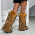 New European And American-style Faux Raccoon-fur Thigh-high Boots