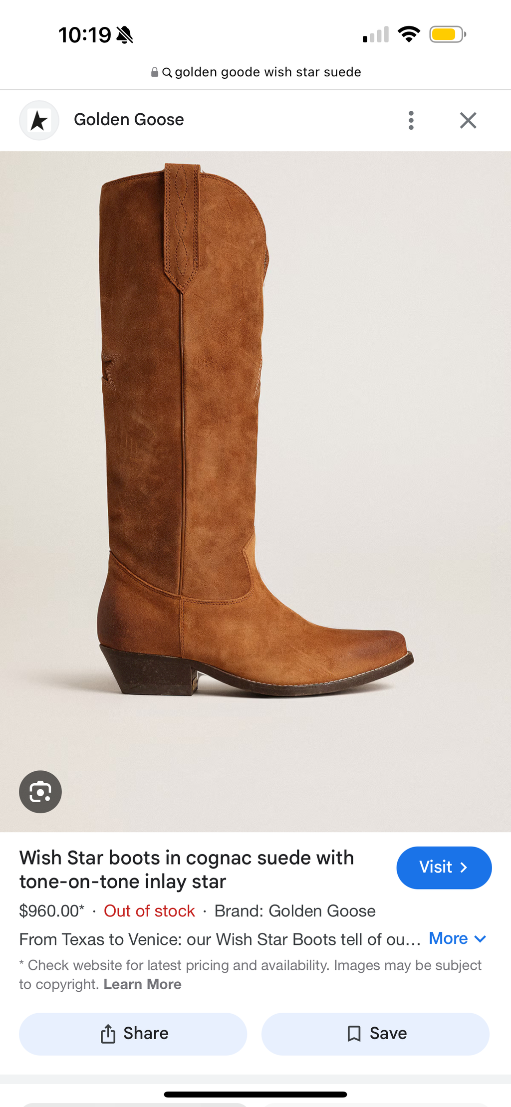 Golden Goose Wish Star Suede Leather Boots in Cognac Brown