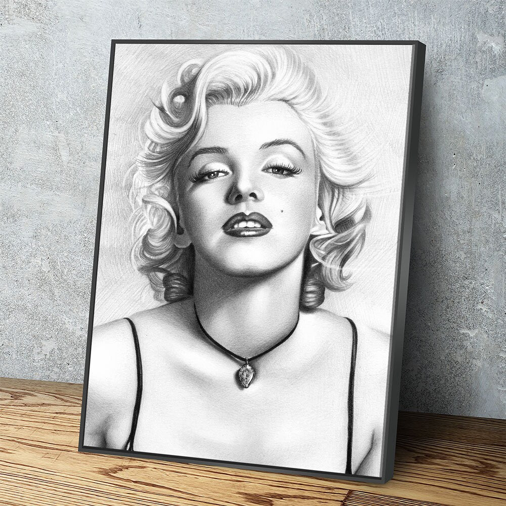 Marilyn Monroe Canvas Wall Art, Black & White Marilyn Monroe Sketch, Marilyn Monroe Drawing, Marilyn Monroe Print