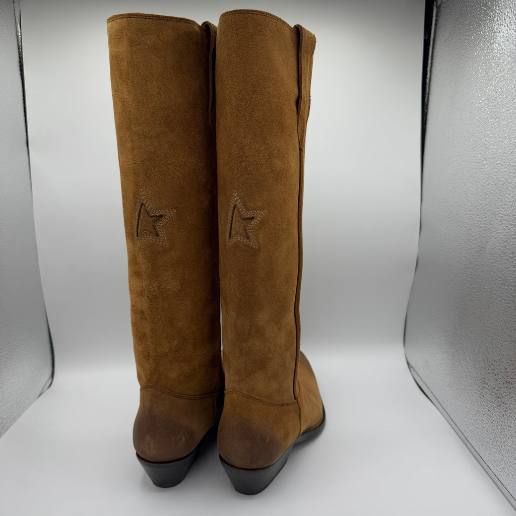 Golden Goose Wish Star Suede Leather Boots in Cognac Brown