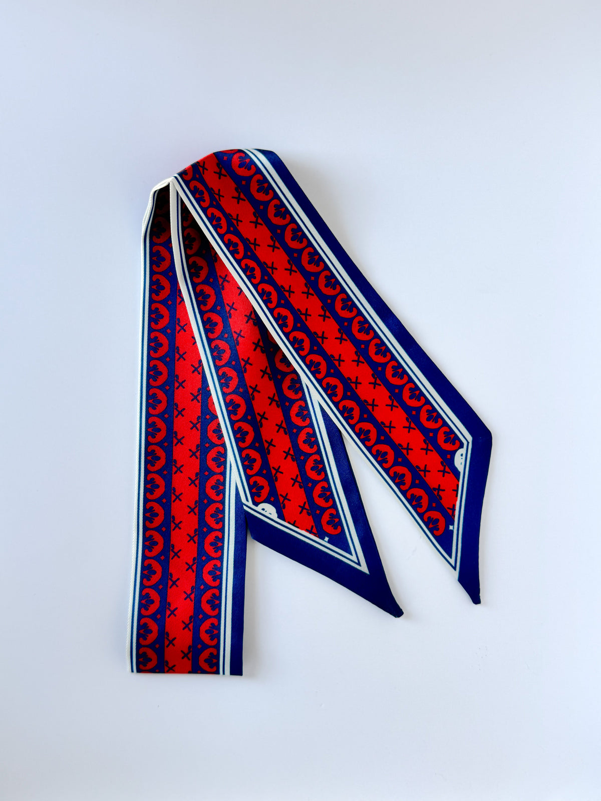 Navy Blue and Crimson Ribbon Twilly