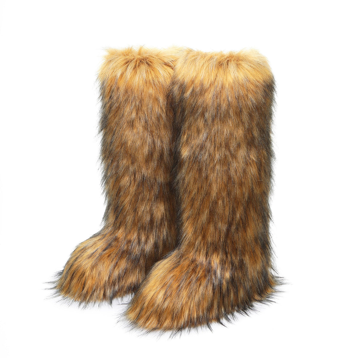 New European And American-style Faux Raccoon-fur Thigh-high Boots