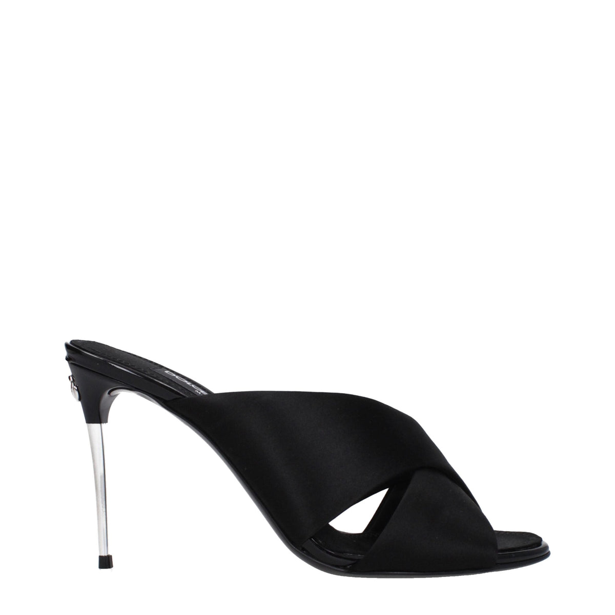 Dolce & Gabbana Black Satin Stiletto Heel Sandals