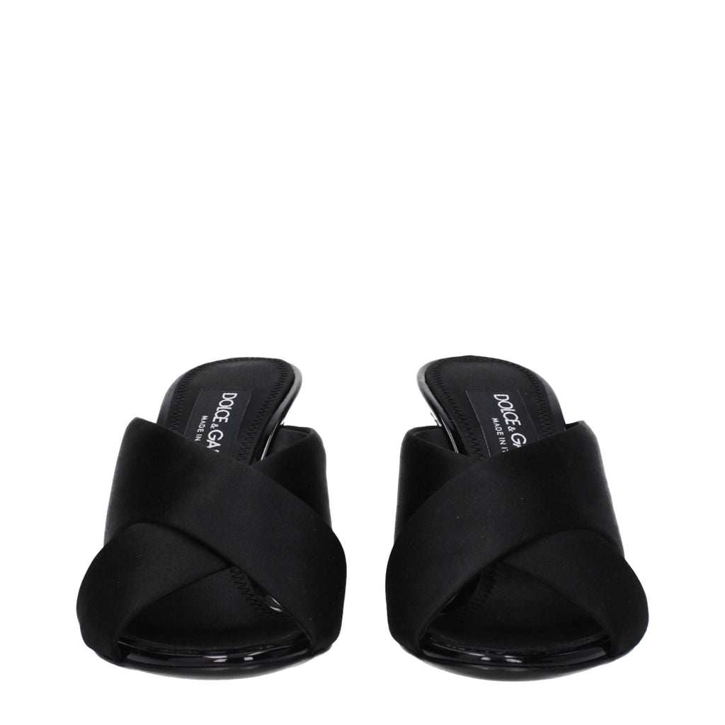 Dolce & Gabbana Black Satin Stiletto Heel Sandals