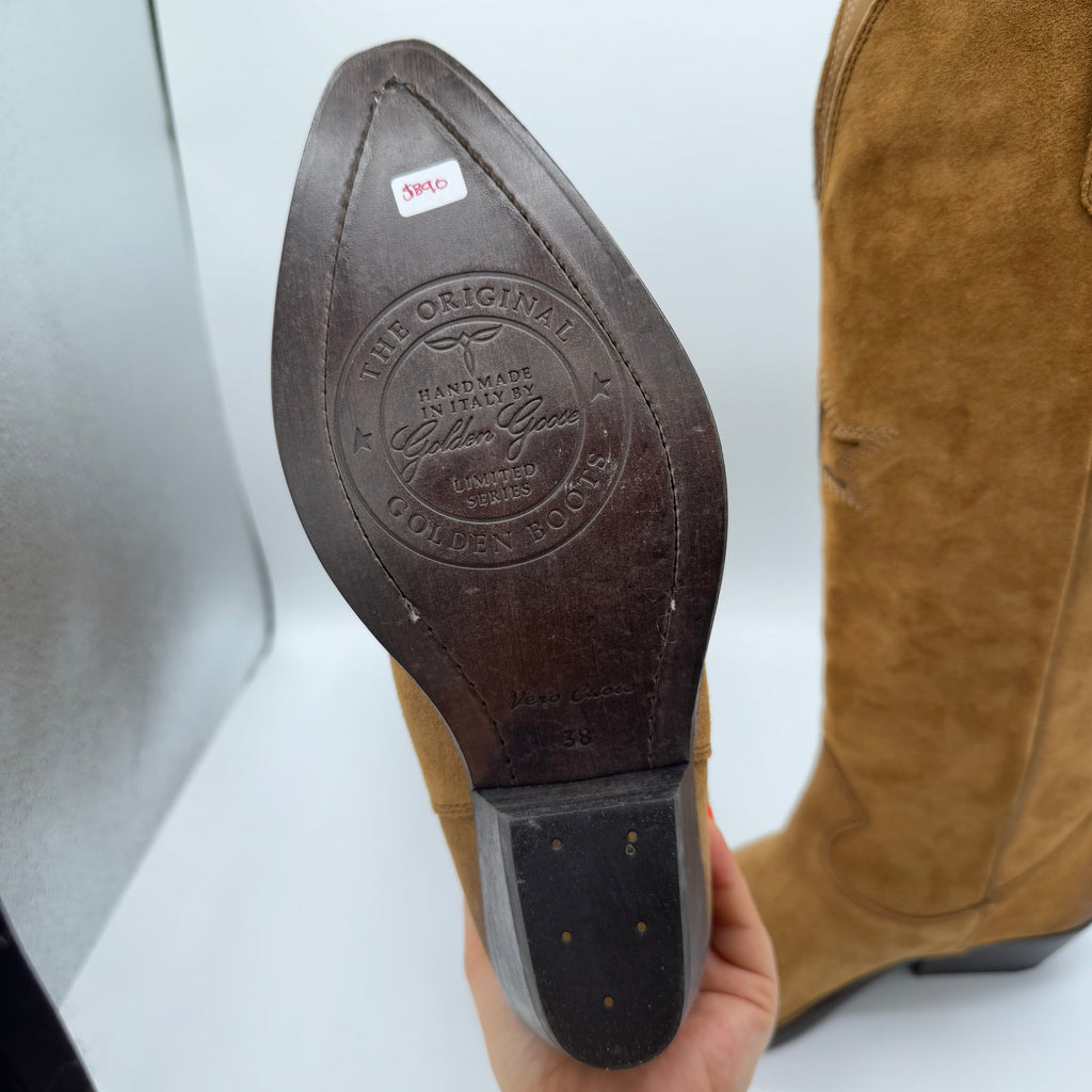 Golden Goose Wish Star Suede Leather Boots in Cognac Brown