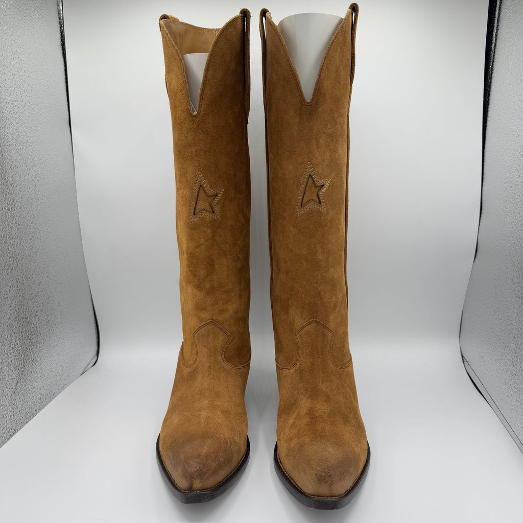 Golden Goose Wish Star Suede Leather Boots in Cognac Brown
