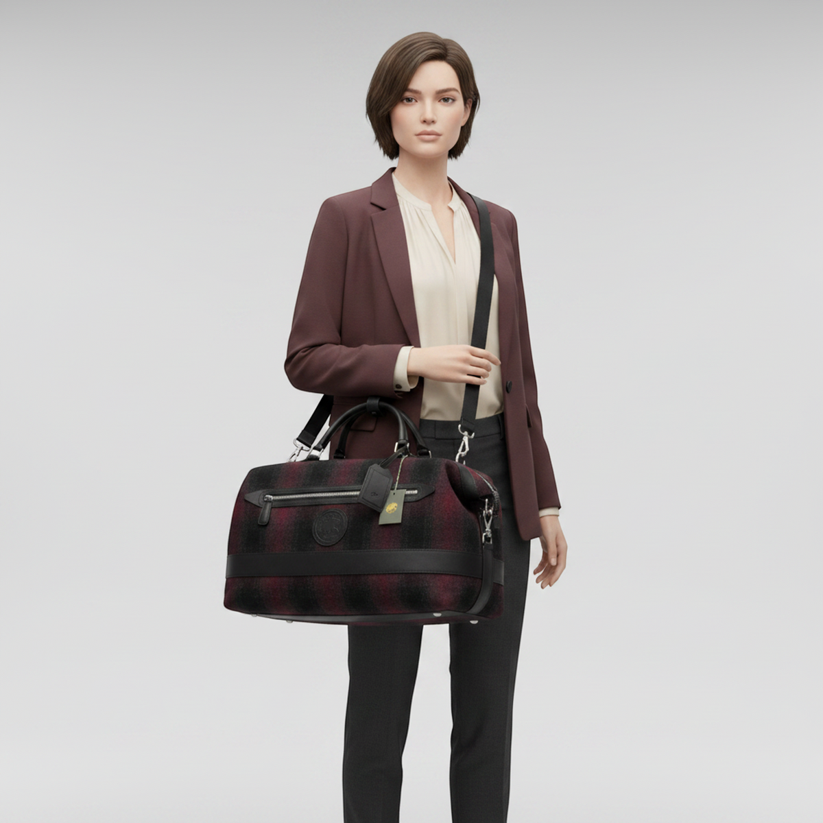 Hunting World Check · Tweed Boston Bag