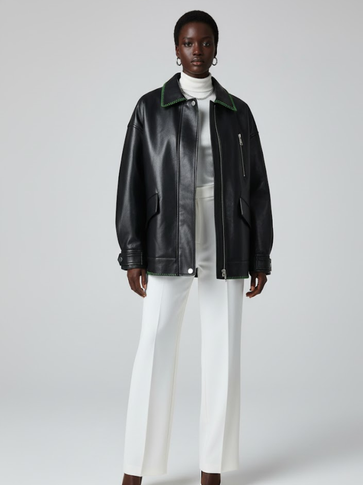 Black Vegan Leather Overshirt Jacket KENMARE: New Colección COUTURE in NOLITA - BYMANYC ® New York