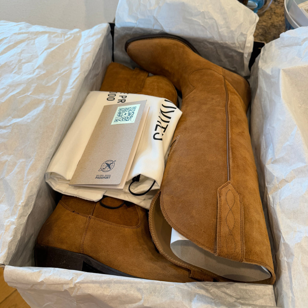 Golden Goose Wish Star Suede Leather Boots in Cognac Brown