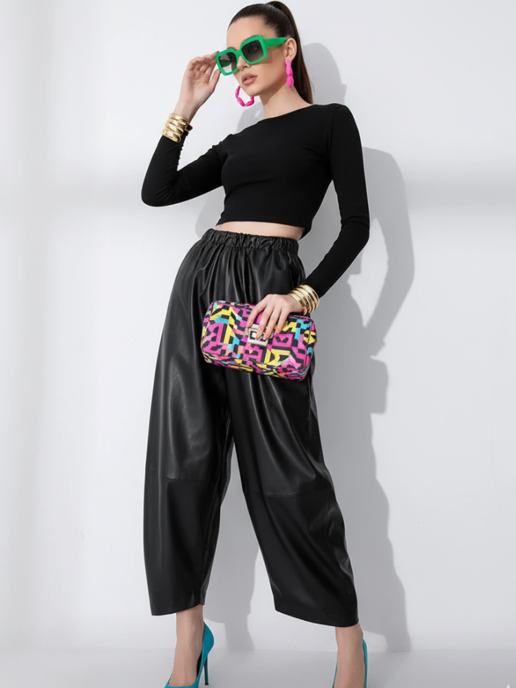 PU Wide-Leg Pants, Wall Street | Women - BYMANYC ® New York