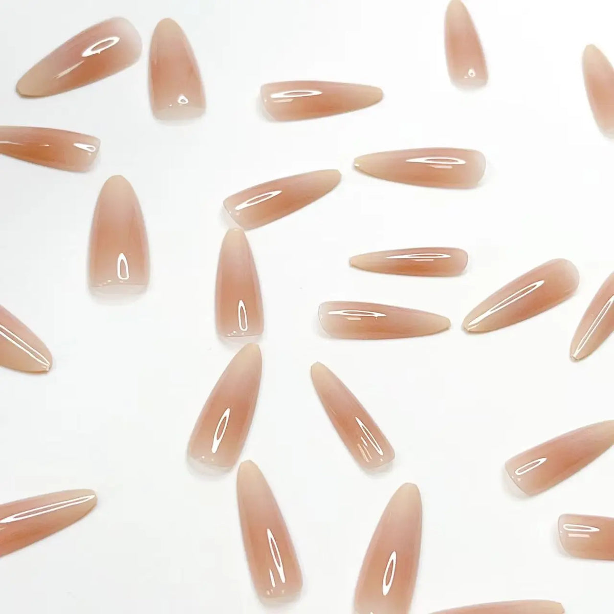 24-piece Long French Minimalist Gradient Fingernail with 1 Jelly and 1 Nail File