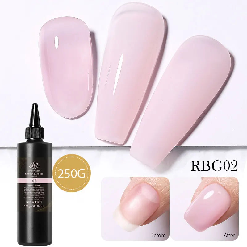 BORN PRETTY 250g Milky White Jelly Nude Gel Nail Polish Refilled Package Translucent Clear Semi Permanent Soak Off UV Gel