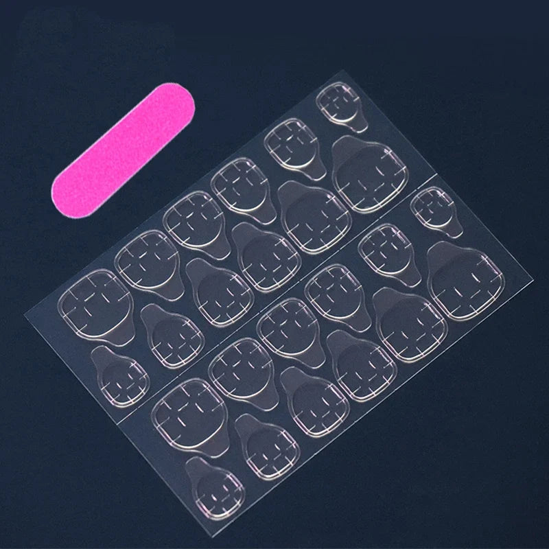 24 PCs Short Pieces of French Gradient Glitter Fingernail with 1 Jelly Gel and 1 Nail File