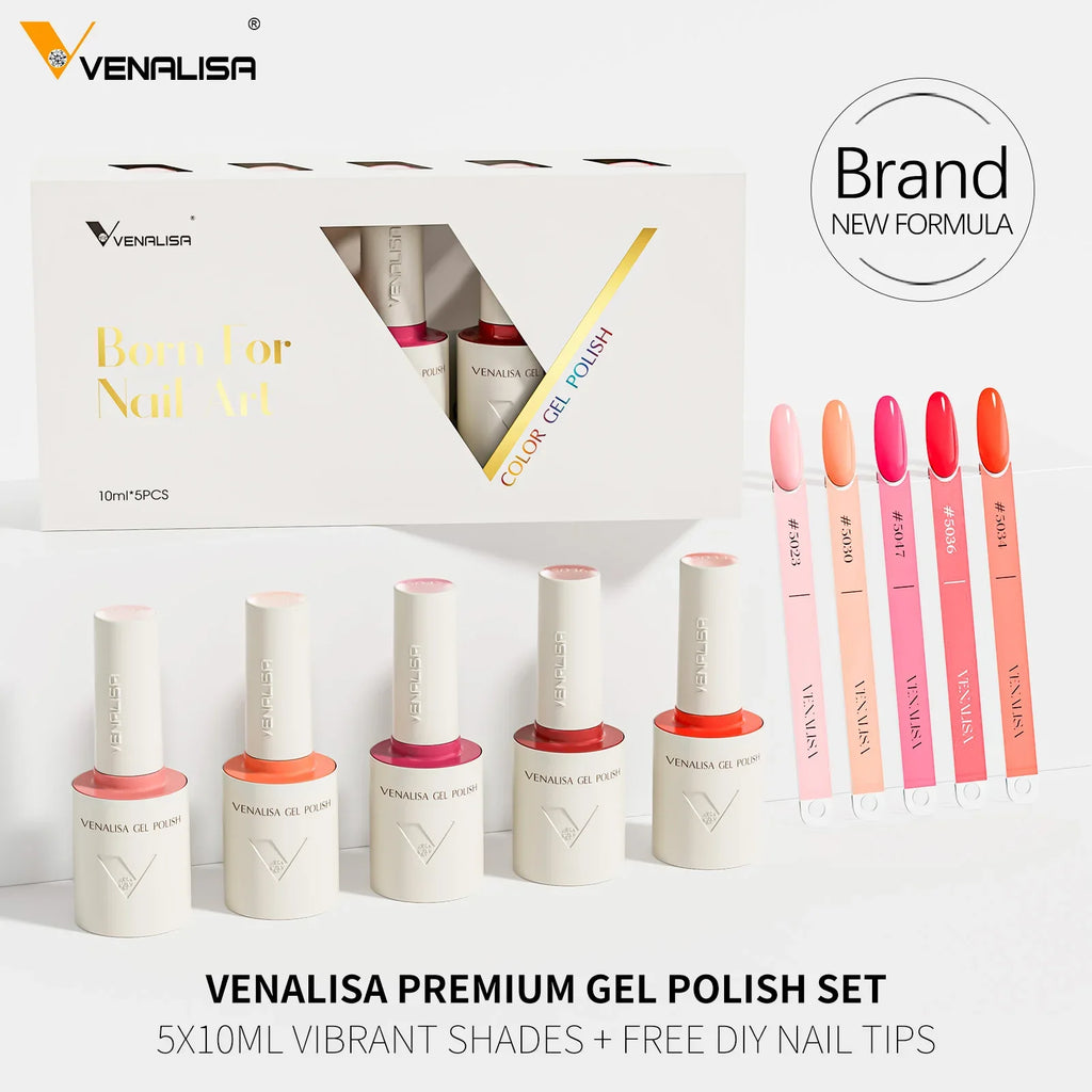 5pcs/kit Venalisa Color Gel Nail Polish Set Hema Free Soak Off UV LED Nail Gel Polish 10ml Combo TPO FREE HEMA FREE Gel Kit