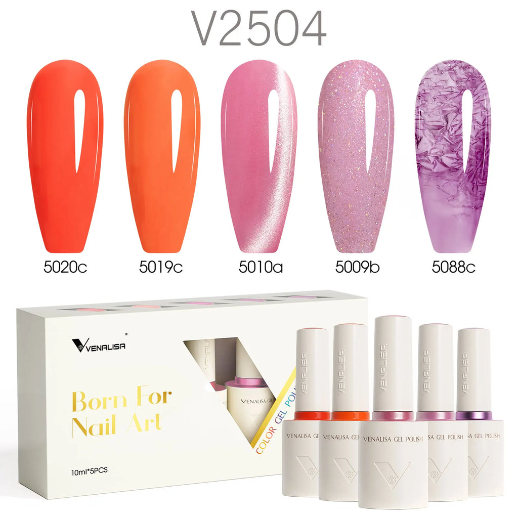 5pcs/kit Venalisa Color Gel Nail Polish Set Hema Free Soak Off UV LED Nail Gel Polish 10ml Combo TPO FREE HEMA FREE Gel Kit