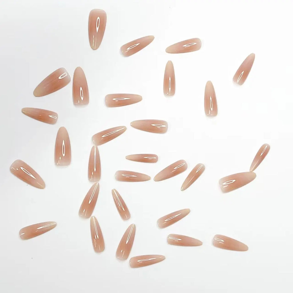 24-piece Long French Minimalist Gradient Fingernail with 1 Jelly and 1 Nail File