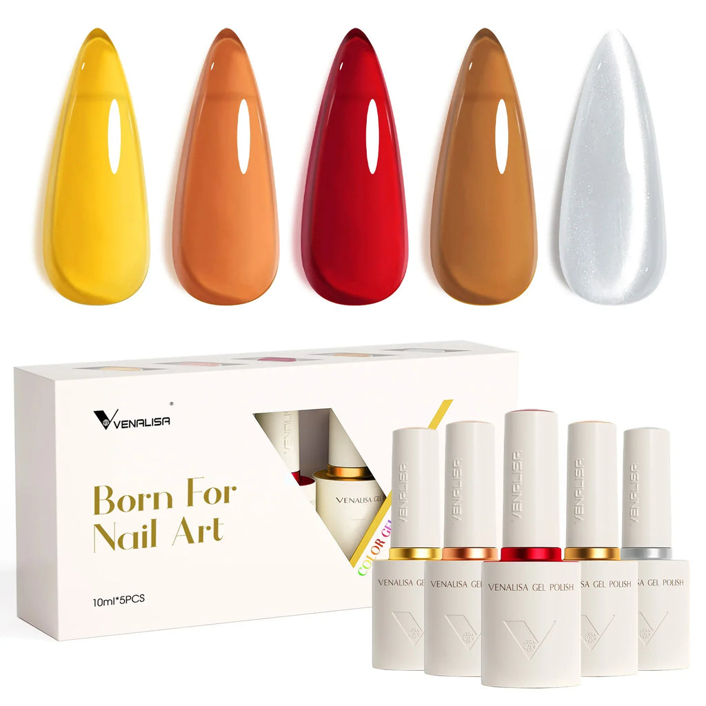 5pcs/kit Venalisa Color Gel Nail Polish Set Hema Free Soak Off UV LED Nail Gel Polish 10ml Combo TPO FREE HEMA FREE Gel Kit
