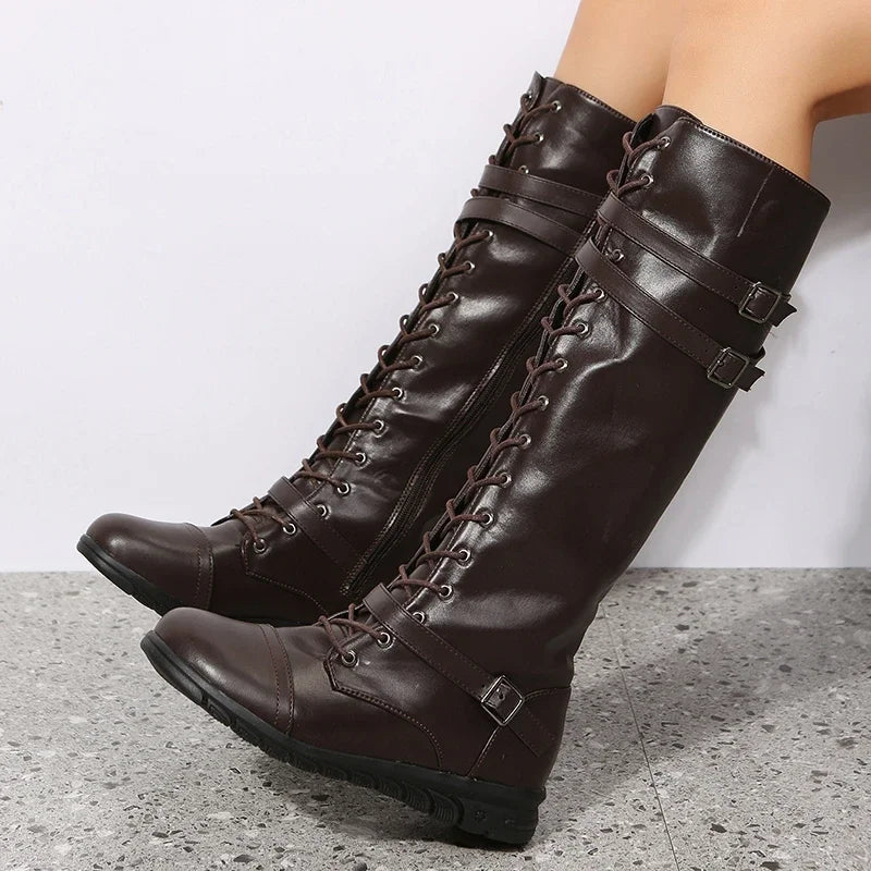 Bold Winter Style: Combat Cowboy Knee High Boots