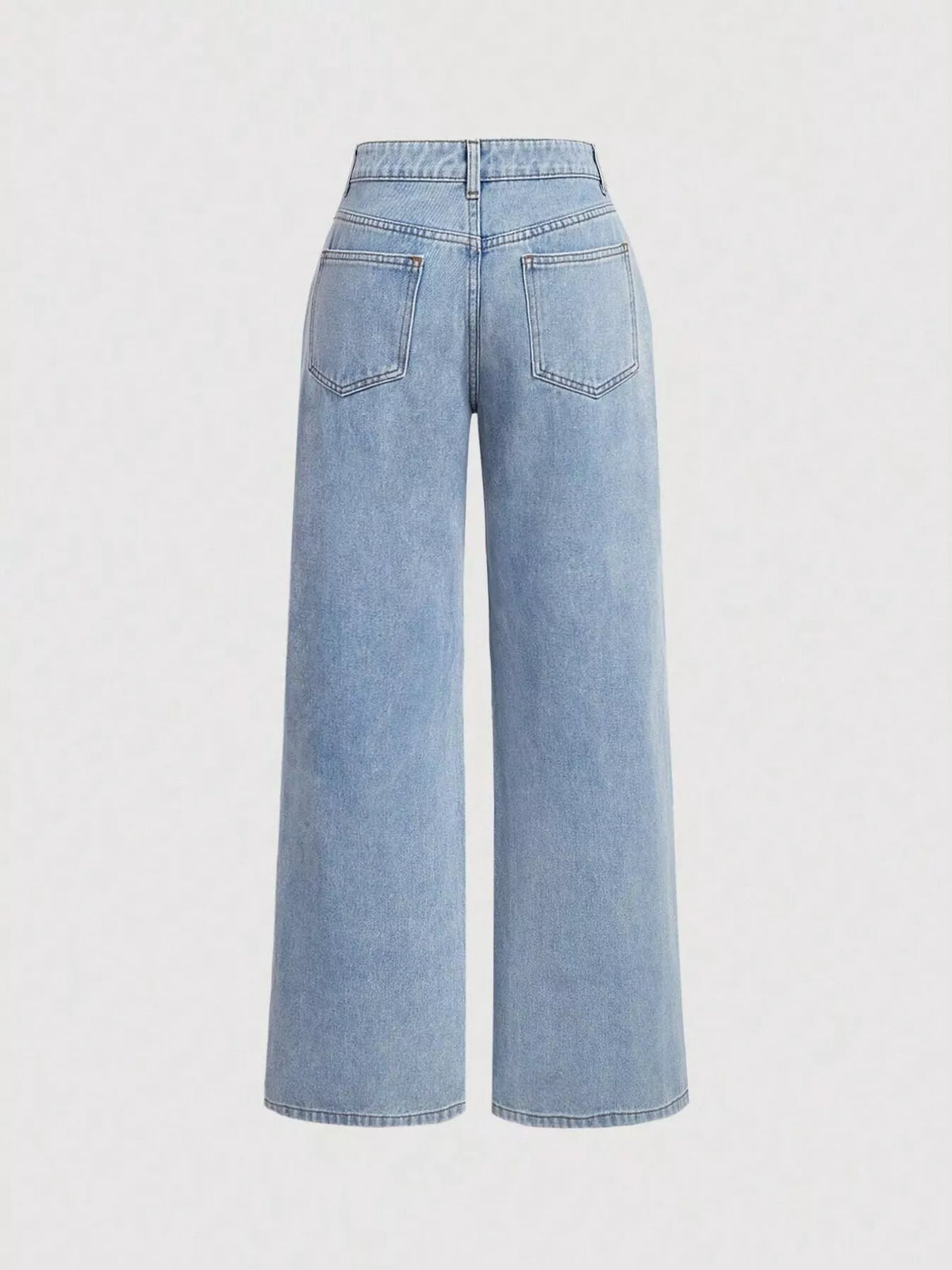 Bow-Embellished Wide Leg Jeans