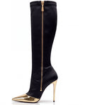 Devenir Obsidian Satin 100mm Knee-High Boot