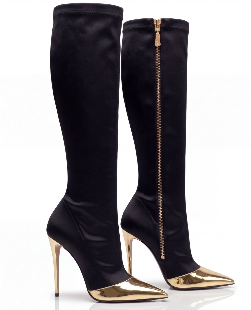Devenir Obsidian Satin 100mm Knee-High Boot
