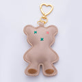 18K Gold Filled Light Brown, Black, Dark Brown, Pink Bear Leather Plush Bag Charm Keychain Heart Key Ring Accessories | WB-00042 ~ WB-00045