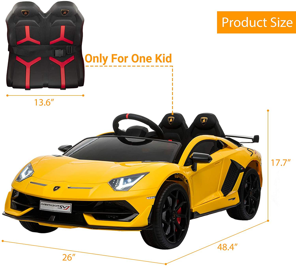 Uenjoy 12V Children's Electric Ride-On Car Lamborghini Aventador SVJ Powered Toy