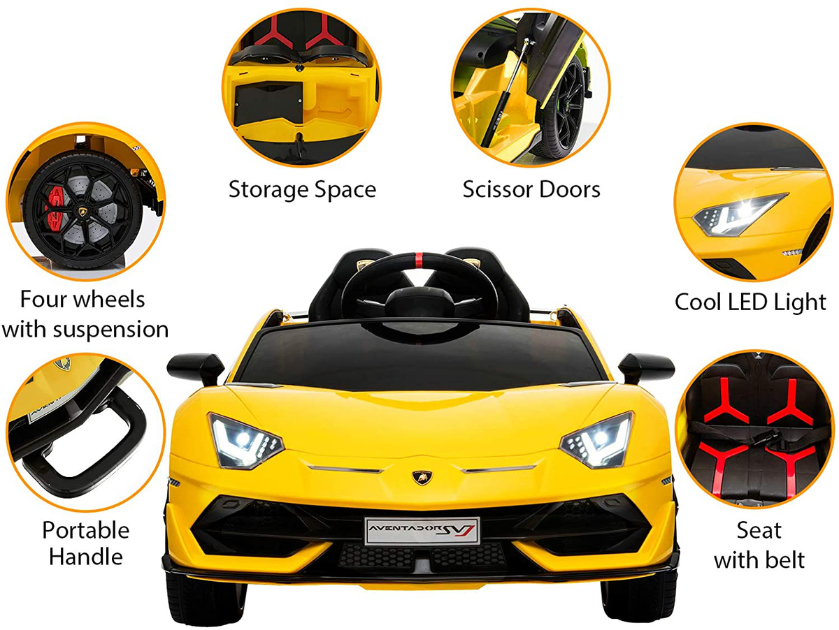 Uenjoy 12V Children's Electric Ride-On Car Lamborghini Aventador SVJ Powered Toy