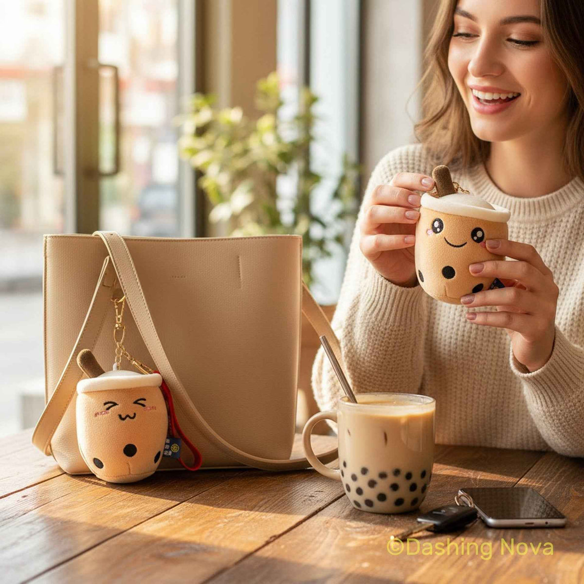 Soft Fabric Boba Keychain 3 Pack Kawaii Bag Charm Accessory